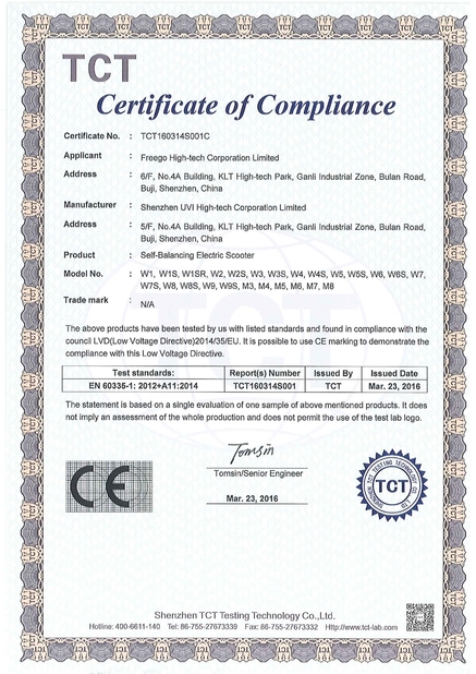 China Freego High-Tech Corporation Limited Co., Ltd. Certificações