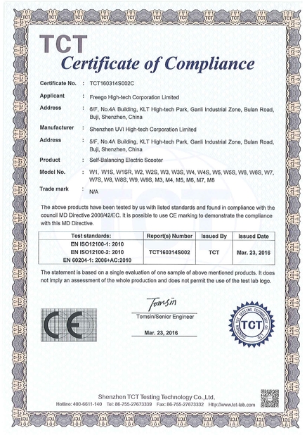 China Freego High-Tech Corporation Limited Co., Ltd. Certificações